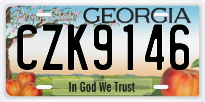GA license plate CZK9146