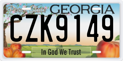 GA license plate CZK9149