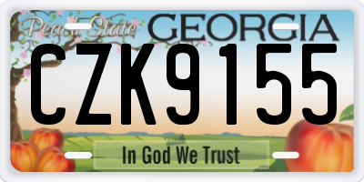 GA license plate CZK9155