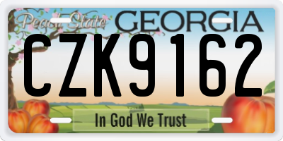GA license plate CZK9162