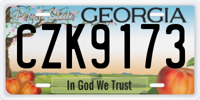 GA license plate CZK9173