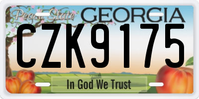 GA license plate CZK9175