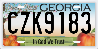 GA license plate CZK9183