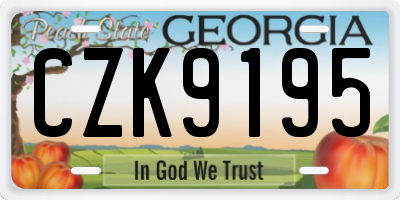 GA license plate CZK9195