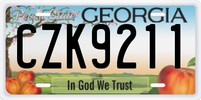 GA license plate CZK9211