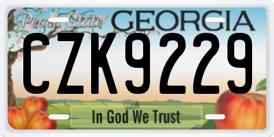 GA license plate CZK9229
