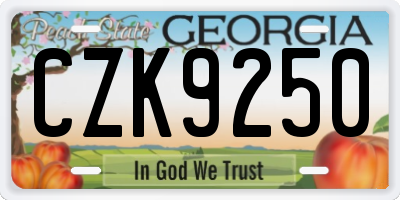 GA license plate CZK9250