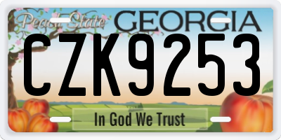 GA license plate CZK9253
