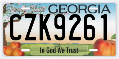 GA license plate CZK9261