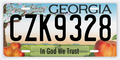 GA license plate CZK9328