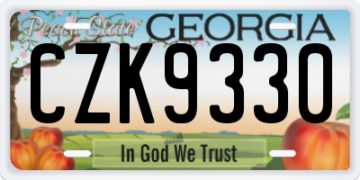 GA license plate CZK9330