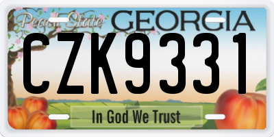 GA license plate CZK9331