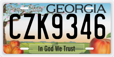 GA license plate CZK9346