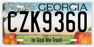 GA license plate CZK9360