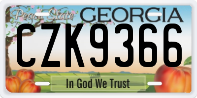 GA license plate CZK9366