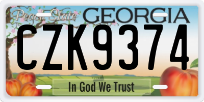 GA license plate CZK9374