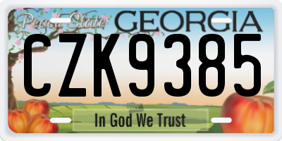GA license plate CZK9385