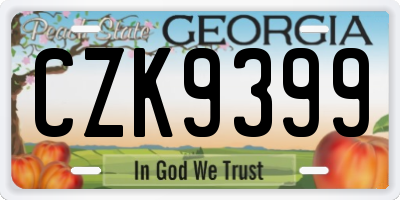 GA license plate CZK9399