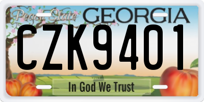GA license plate CZK9401