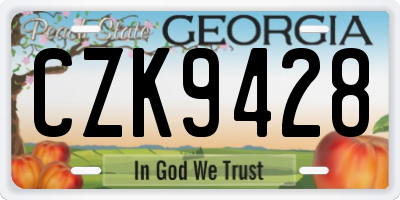 GA license plate CZK9428
