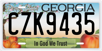 GA license plate CZK9435