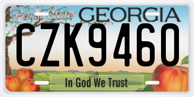 GA license plate CZK9460