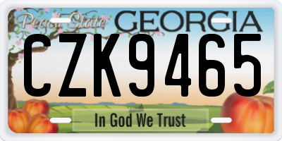 GA license plate CZK9465