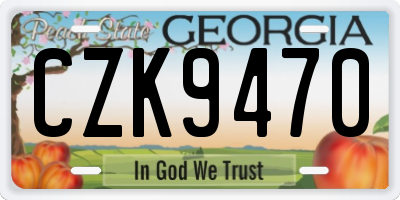 GA license plate CZK9470