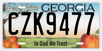 GA license plate CZK9477