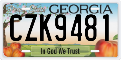GA license plate CZK9481