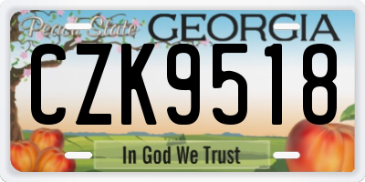 GA license plate CZK9518