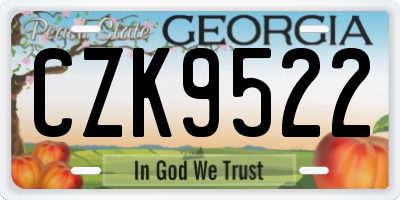 GA license plate CZK9522