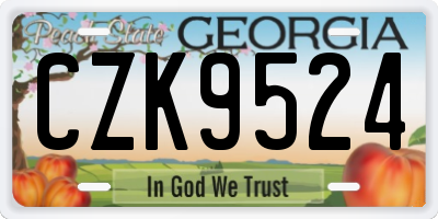 GA license plate CZK9524