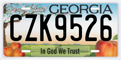 GA license plate CZK9526