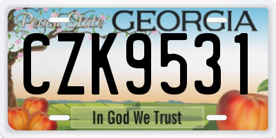 GA license plate CZK9531