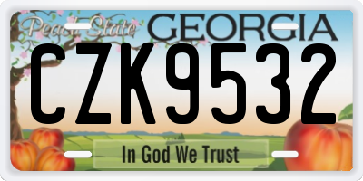 GA license plate CZK9532