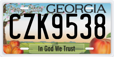 GA license plate CZK9538