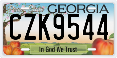 GA license plate CZK9544