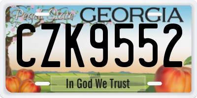 GA license plate CZK9552