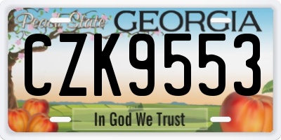GA license plate CZK9553