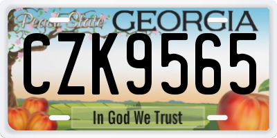 GA license plate CZK9565