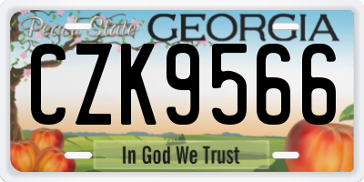 GA license plate CZK9566