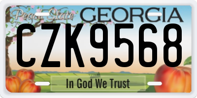 GA license plate CZK9568