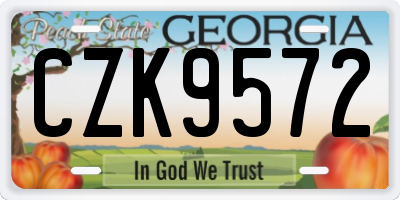 GA license plate CZK9572
