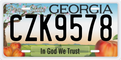 GA license plate CZK9578