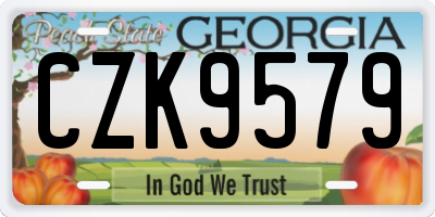 GA license plate CZK9579