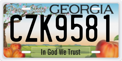 GA license plate CZK9581
