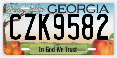 GA license plate CZK9582
