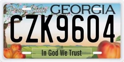 GA license plate CZK9604