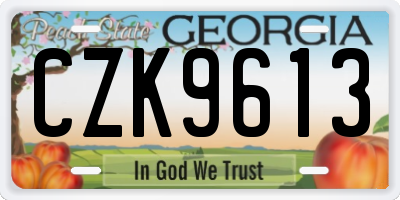 GA license plate CZK9613